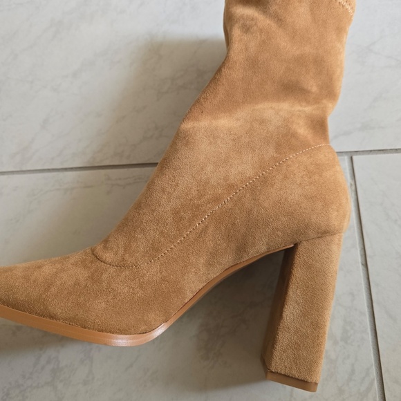 Miss Lola Milano Square Heel Boots In Nude Size 6.5 - Picture 5 of 16